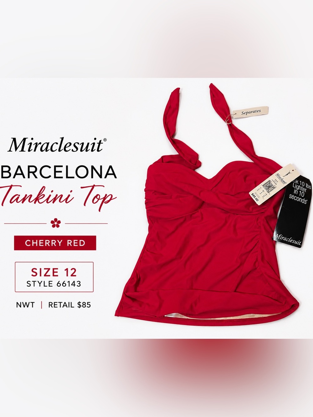 Miraclesuit Cherry Red Tankini Top